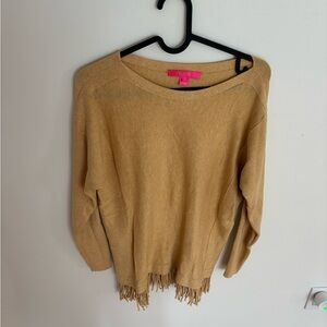 Lilly Pulitzer Camel Fringe Sweater